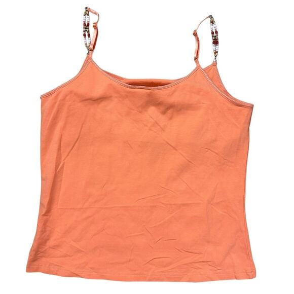 Vintage Faded Glory Beaded Strap Orange Tank Top with Built in Shelf Bra Size L - Picture 1 of 6